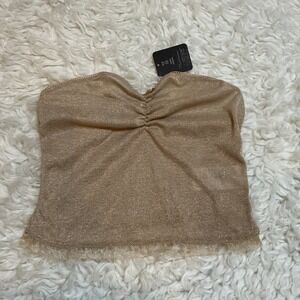 NWT Urban Renewal Gold Metallic Ruched Tube Top XS